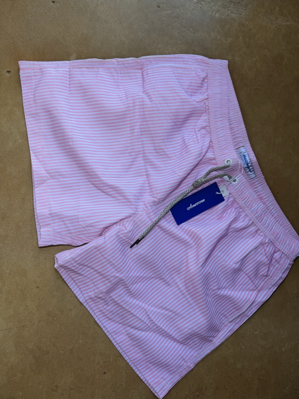 Seersucker Pink Stripe Men’s Swim Trunks